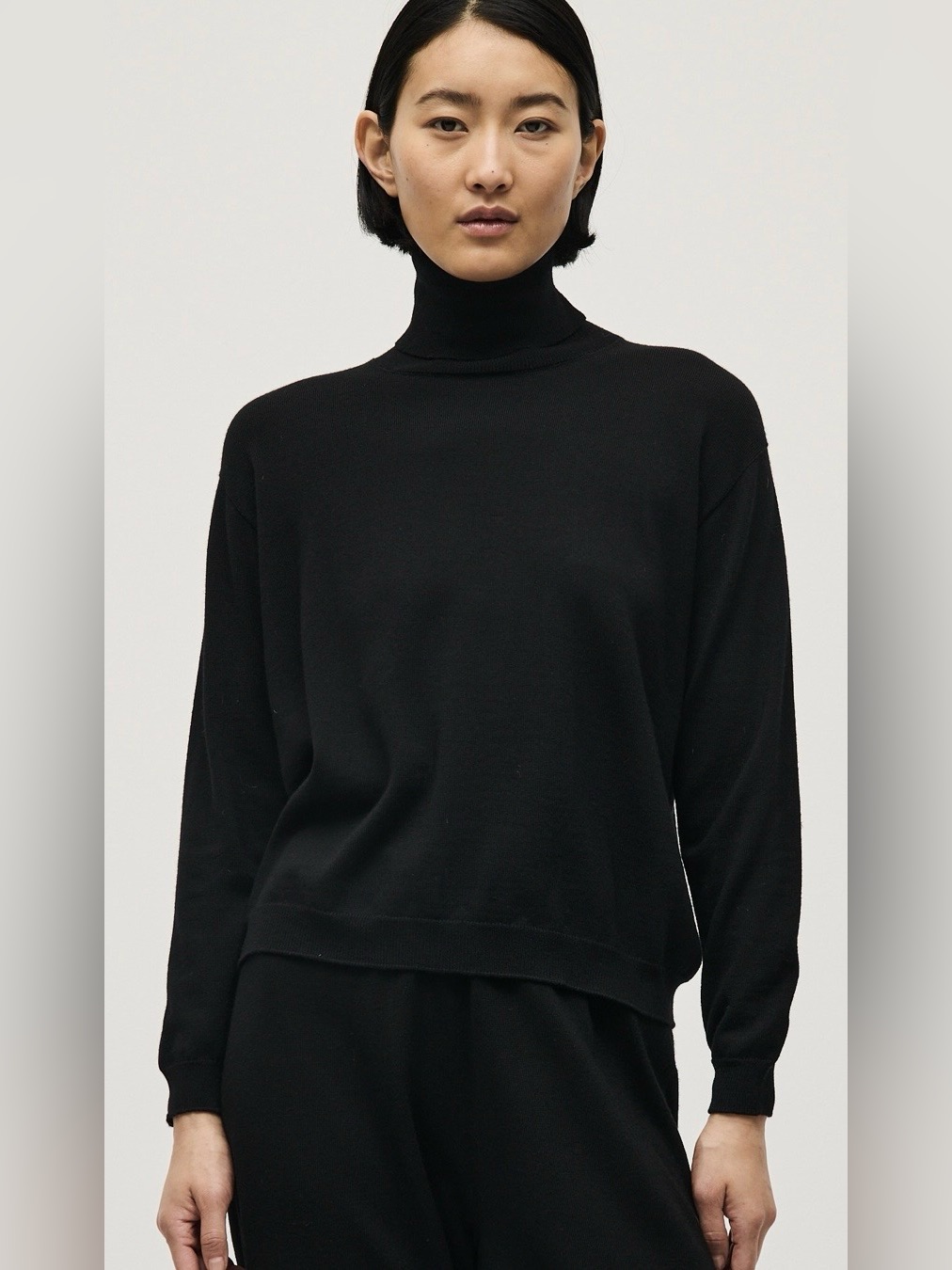 Babaa 100% Merino Wool Turtleneck Sweater Lightweight Os Black